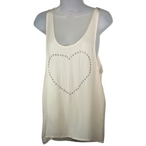 L’AGENCE Ivory Studded Heart Silk Tank - Size 2